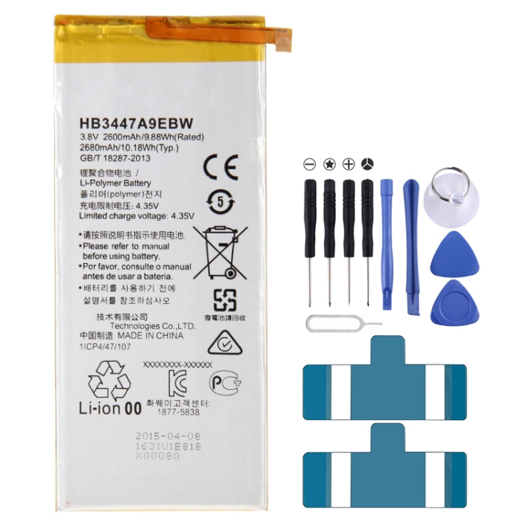 iPartsBuy Batteria ricaricabile ai polimeri di litio HB3447A9EBW da 2600 mAh per Huawei P8, For Huawei P8 iPartsBuy Batteria ricaricabile ai polimeri di litio HB3447A9EBW da 2600 mAh per Huawei P8, For Huawei P8